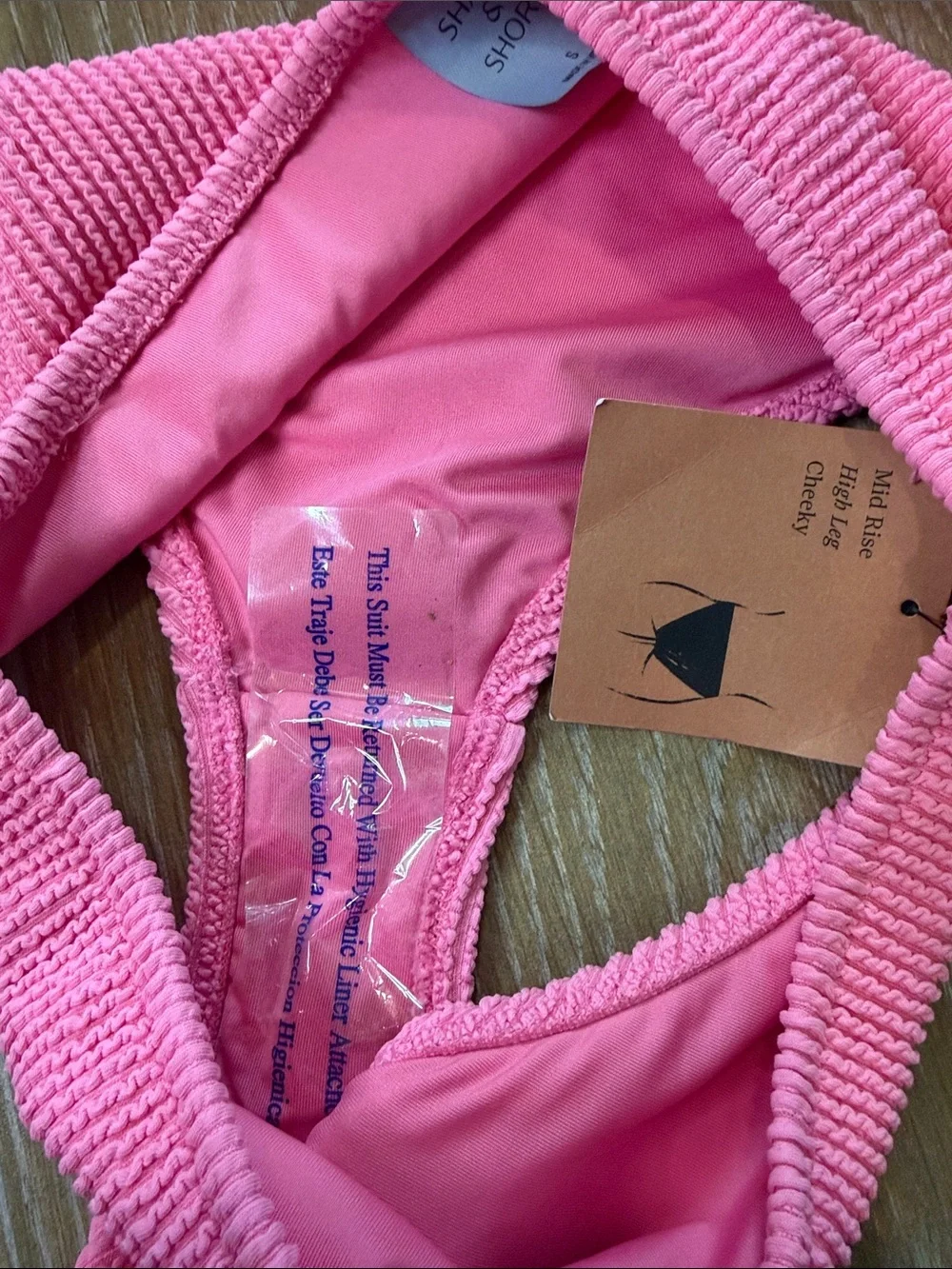 Shade & Shore Pink Pucker Triangle Bikini Set in Bright Pink NWT S